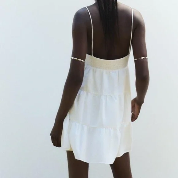 POPLIN DRESS WITH TEXTURED FLOWERS - Picture 5 of 9